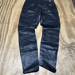7 For All Mankind Waxed Look Skinny Pant Women 31 Black @F3